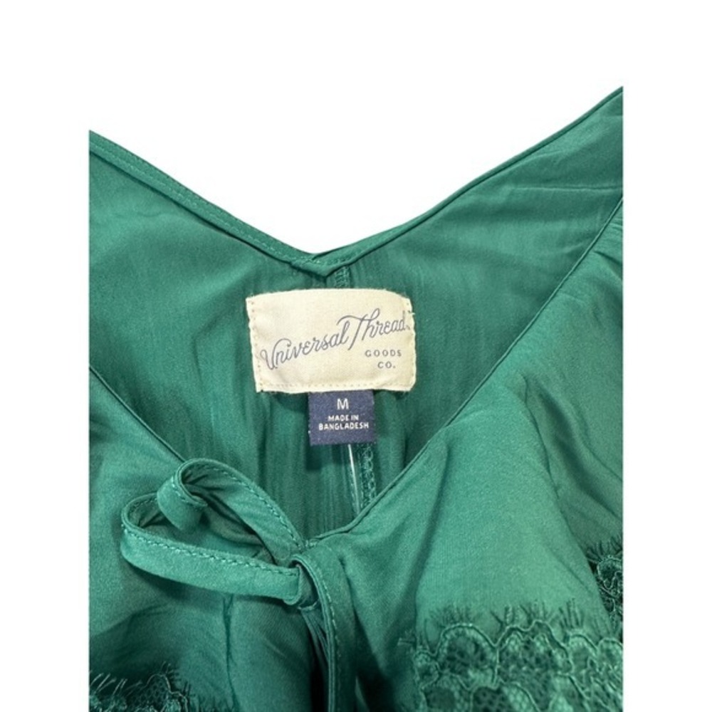 Universal Thread Womens Medium Green Ruffle Lace Trim Sleeveless Maxi Dress NEW - Picture 2 of 11